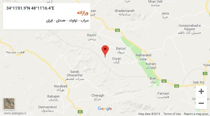 روستای ورازانه بر روی نقشه
