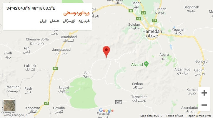 روستای ورداوردوسطی بر روی نقشه