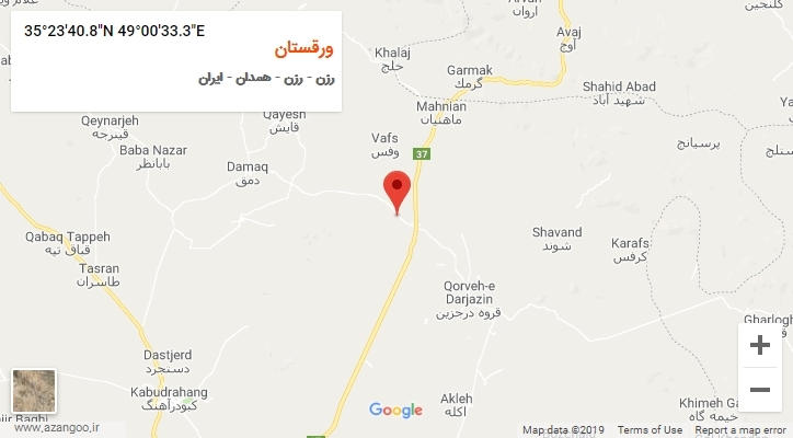 روستای ورقستان بر روی نقشه