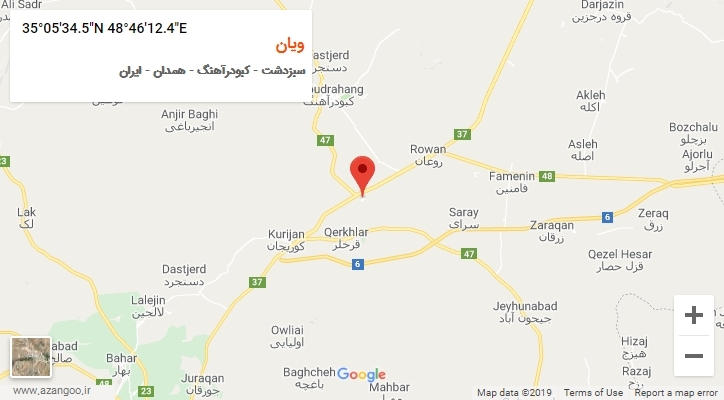 روستای ویان بر روی نقشه