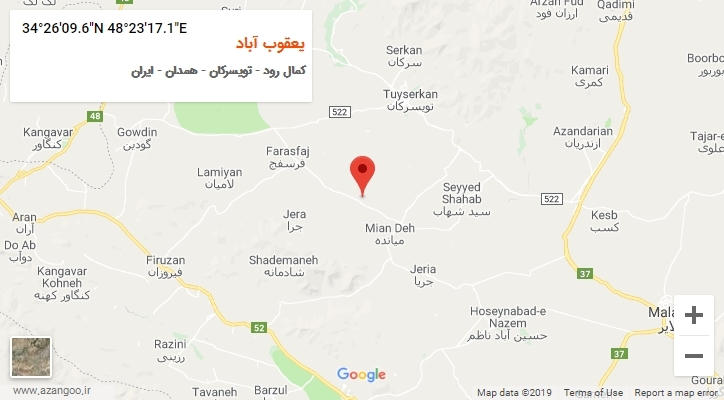 روستای یعقوب آباد بر روی نقشه