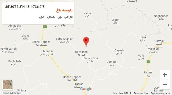 روستای یارمجه باغ بر روی نقشه