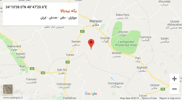 روستای یکه بیدبالا بر روی نقشه