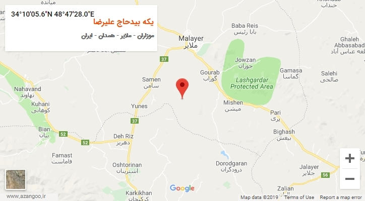 روستای یکه بیدحاج علیرضا بر روی نقشه