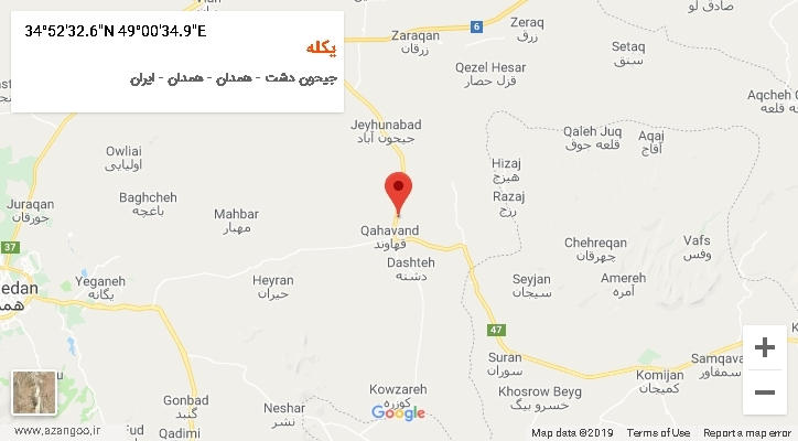 روستای یکله بر روی نقشه