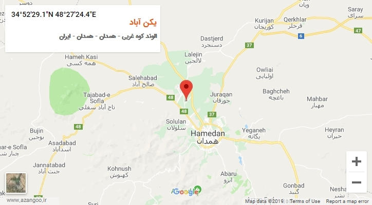 روستای یکن آباد بر روی نقشه