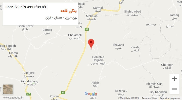 روستای ینگی قلعه بر روی نقشه