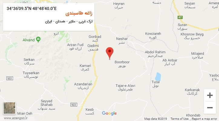 روستای زاغه طاسبندی بر روی نقشه