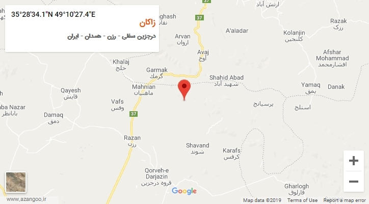روستای زاکان بر روی نقشه