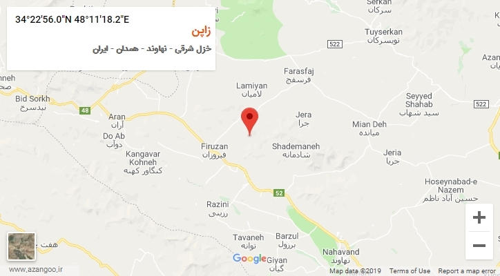 روستای زاپن بر روی نقشه