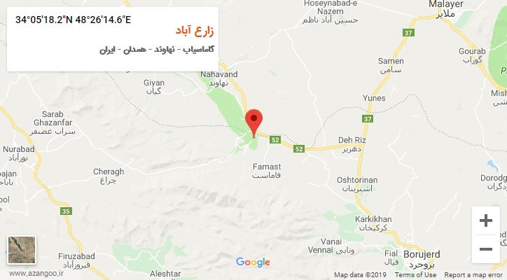 روستای زارع آباد بر روی نقشه