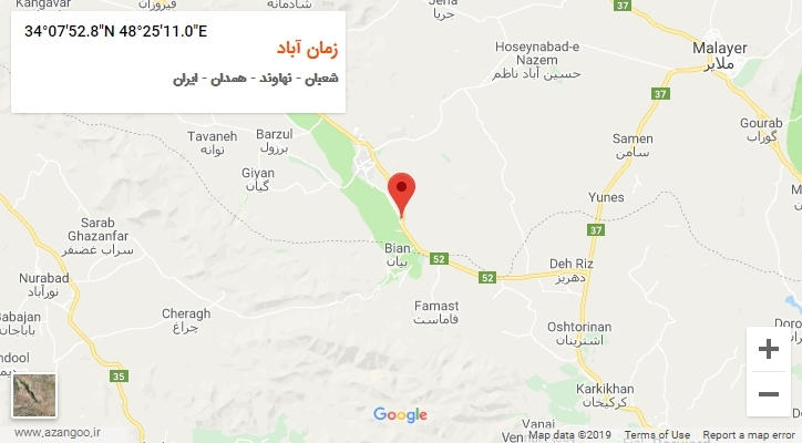 روستای زمان آباد بر روی نقشه