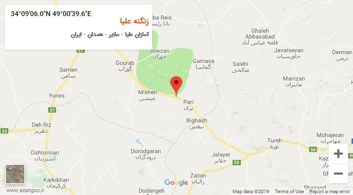 روستای زنگنه علیا بر روی نقشه