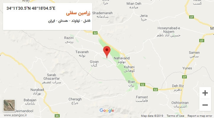 روستای زرامین سفلی بر روی نقشه
