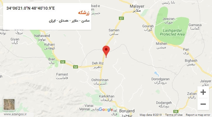 روستای زرشکه بر روی نقشه