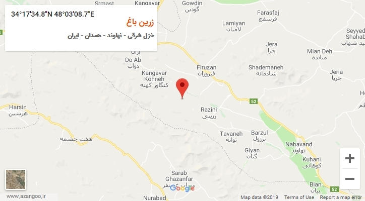 روستای زرین باغ بر روی نقشه