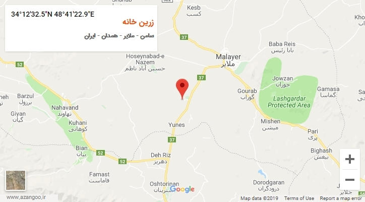 روستای زرین خانه بر روی نقشه