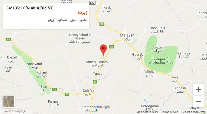 روستای زیرده بر روی نقشه