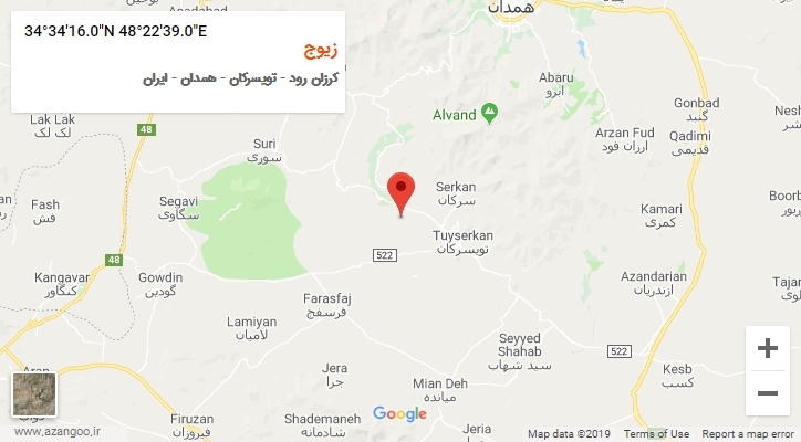 روستای زیوج بر روی نقشه
