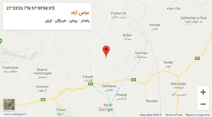 روستای عباس آباد بر روی نقشه