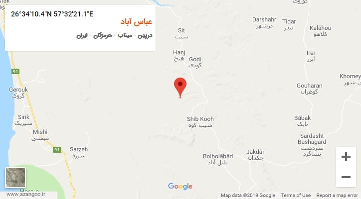 روستای عباس آباد بر روی نقشه