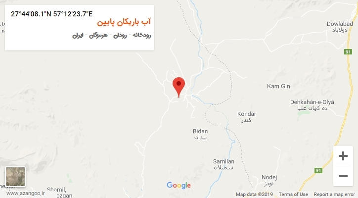 روستای آب باریکان پایین بر روی نقشه