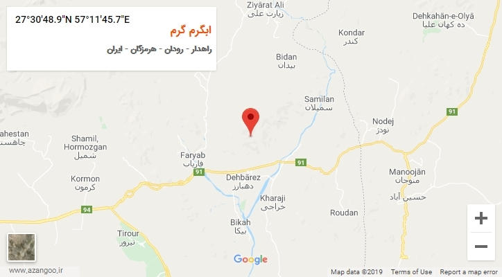 روستای ابگرم گرم بر روی نقشه