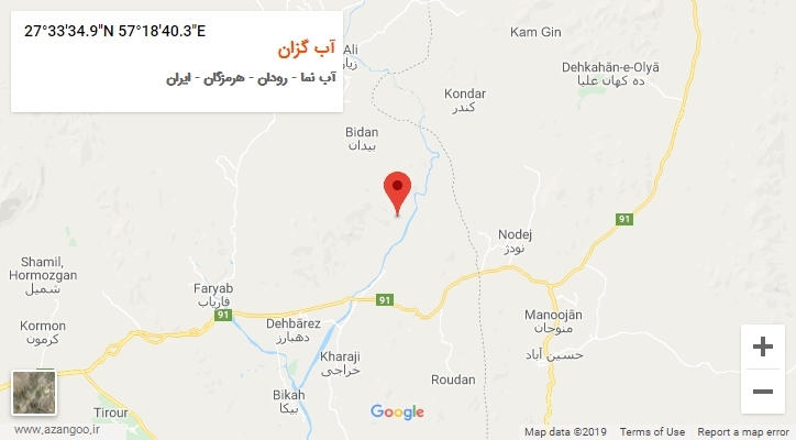 روستای آب گزان بر روی نقشه