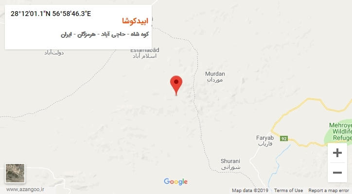 روستای ابیدکوشا بر روی نقشه