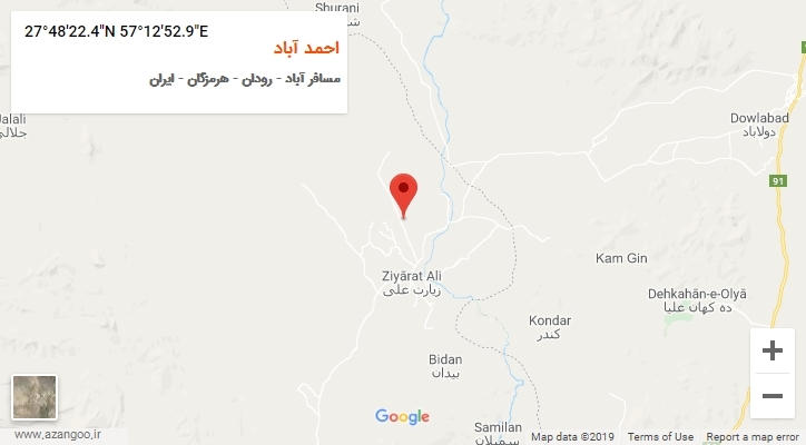 روستای احمد آباد بر روی نقشه