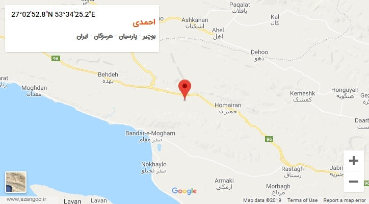 روستای احمدی بر روی نقشه