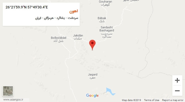 روستای اهون بر روی نقشه