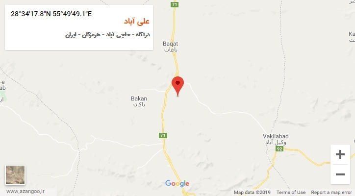 روستای علی آباد بر روی نقشه