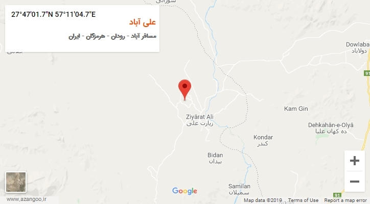 روستای علی آباد بر روی نقشه