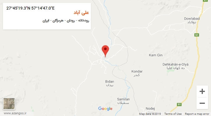 روستای علی آباد بر روی نقشه