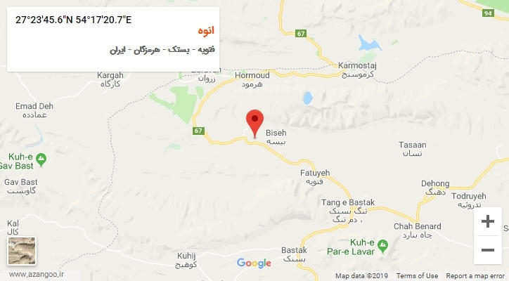 روستای انوه بر روی نقشه