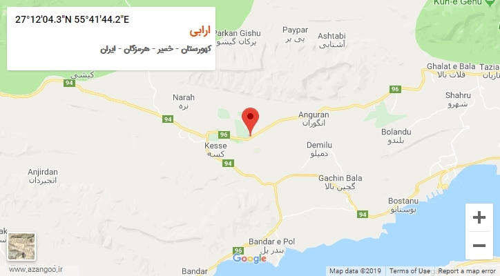 روستای ارابی بر روی نقشه