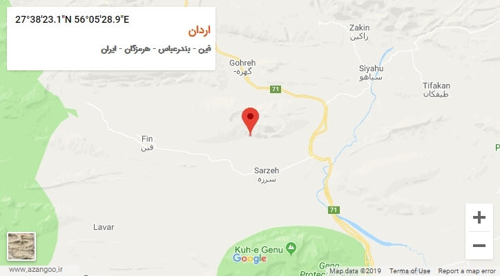 روستای اردان بر روی نقشه