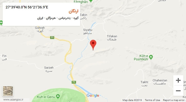 روستای ارنگان بر روی نقشه