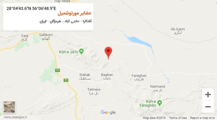 روستای عشایر مورتوشمیل بر روی نقشه