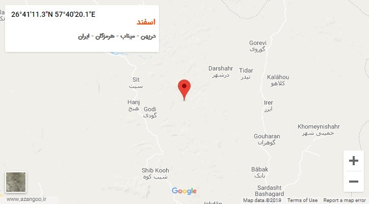 روستای اسفند بر روی نقشه