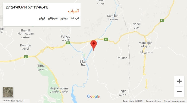 روستای آسیاب بر روی نقشه
