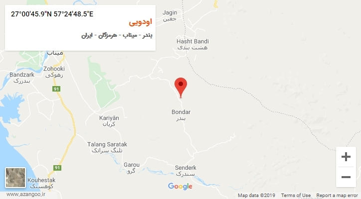 روستای اودویی بر روی نقشه