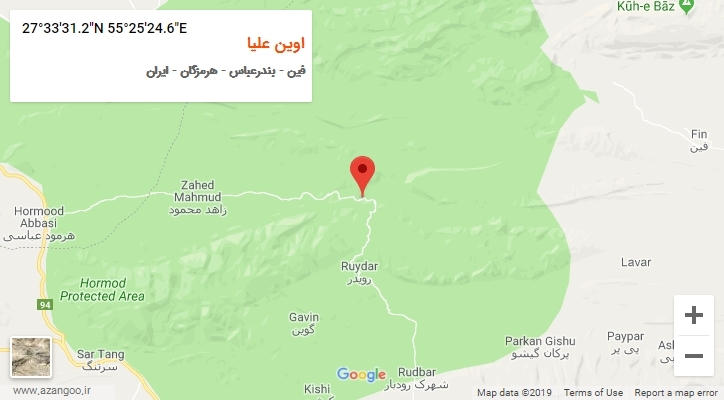 روستای اوین علیا بر روی نقشه