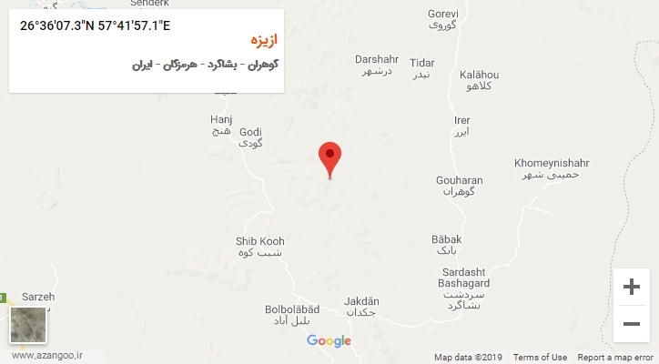 روستای ازیزه بر روی نقشه