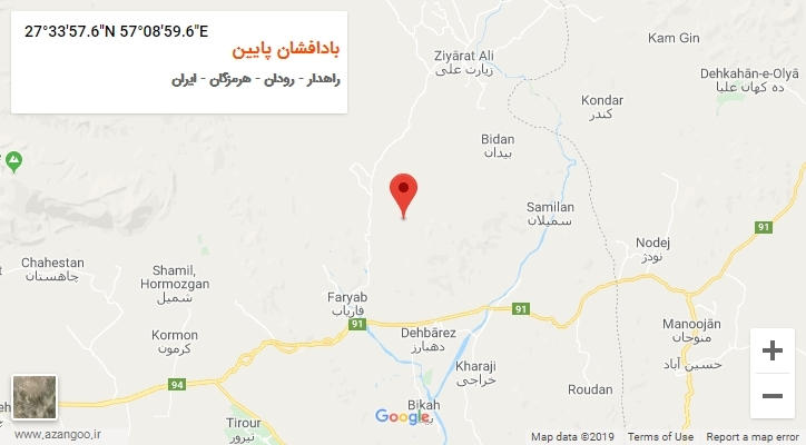 روستای بادافشان پایین بر روی نقشه