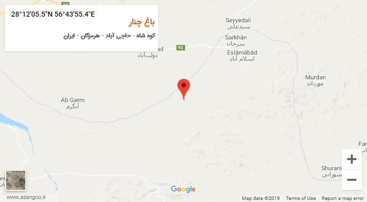 روستای باغ چنار بر روی نقشه