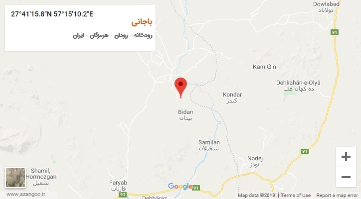 روستای باجانی بر روی نقشه