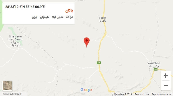 روستای باکان بر روی نقشه