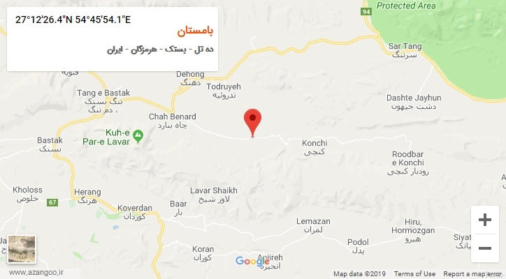 روستای بامستان بر روی نقشه